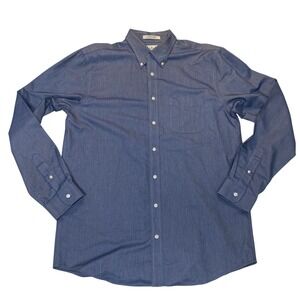 LL Bean Mens 16.5 37 Wrinkle Free Slightly Fitted Blue Cotton Dress Shirt 256513